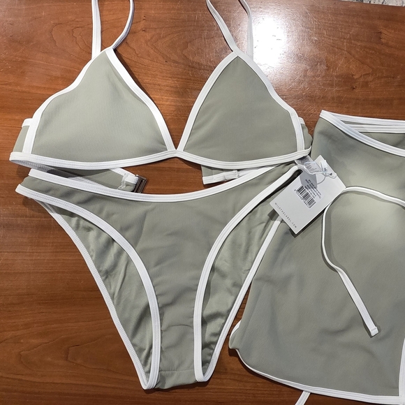 Mint Green Bikini Set with Skirt - Picture 4 of 5